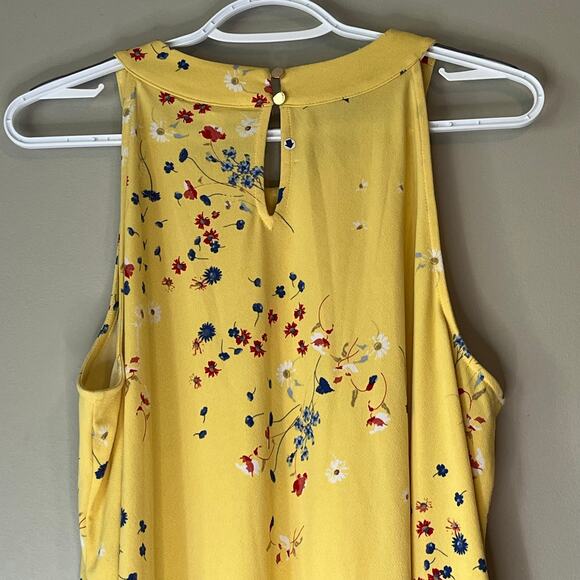 Charter Club Yellow / Navy Blue Floral Halter Tank Top Size 1X - Picture 6 of 13